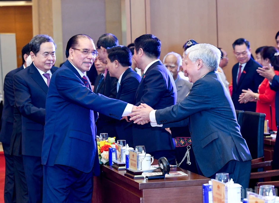 [Ảnh] Chủ tịch Quốc hội Trần Thanh Mẫn dự Lễ kỷ niệm 65 năm Ngày thành lập Hội đồng Dân tộc