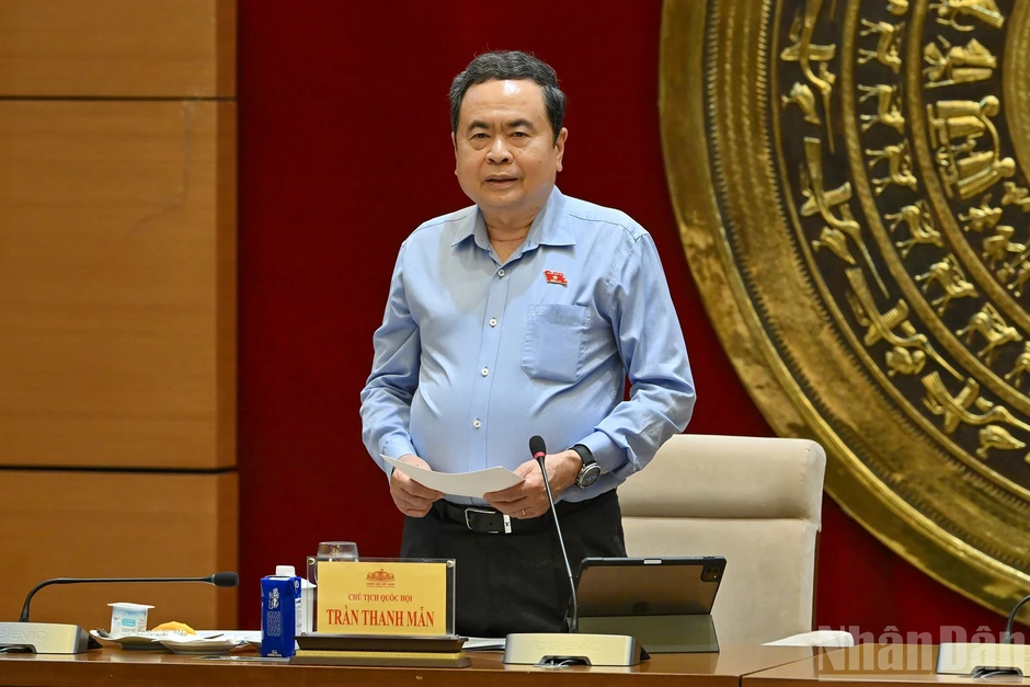 [Ảnh] Chủ tịch Quốc hội Trần Thanh Mẫn làm việc với Thường trực Ủy ban Pháp luật và Tư pháp