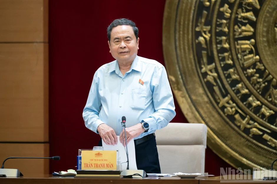 [Ảnh] Chủ tịch Quốc hội Trần Thanh Mẫn làm việc với Thường trực Ủy ban Quốc phòng, An ninh và Đối ngoại