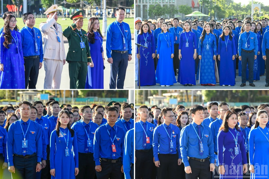 [Ảnh] Đoàn đại biểu dự Đại hội Đoàn toàn quốc lần thứ XIII báo công dâng Bác