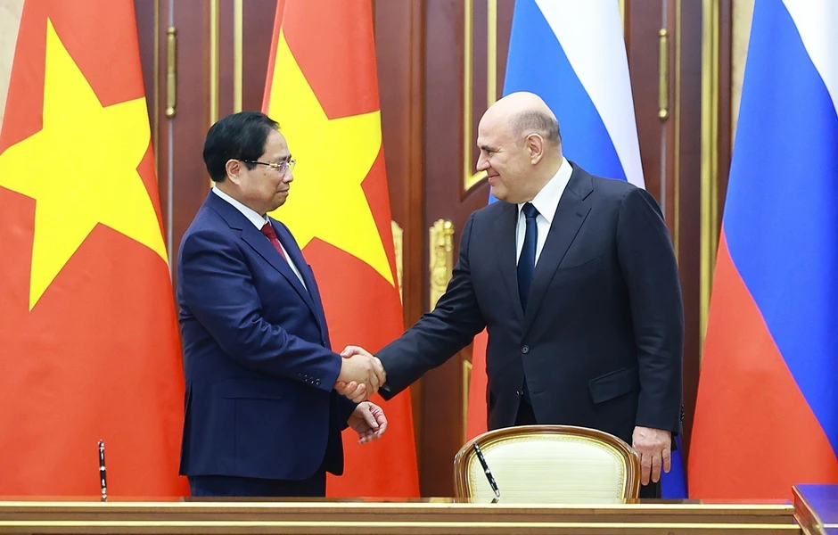 [Ảnh] Hai Thủ tướng Việt Nam và Nga chứng kiến Lễ ký kết về hợp tác xây dựng Nhà máy điện hạt nhân