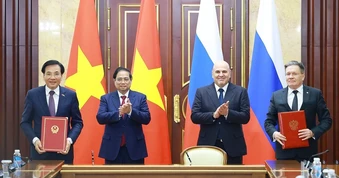 [Ảnh] Hai Thủ tướng Việt Nam và Nga chứng kiến Lễ ký kết về hợp tác xây dựng Nhà máy điện hạt nhân