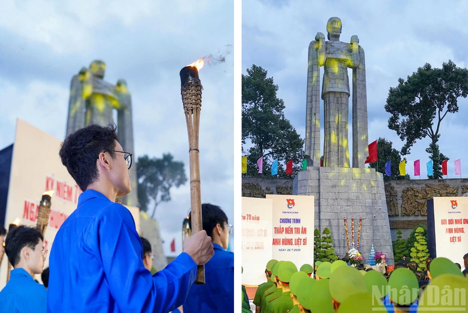 [Ảnh] Thắp nến tri ân các Anh hùng liệt sĩ ở nghĩa trang tại Thành phố Hồ Chí Minh