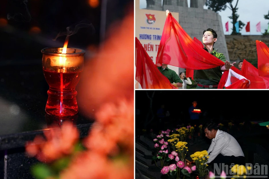 [Ảnh] Thắp nến tri ân các Anh hùng liệt sĩ ở nghĩa trang tại Thành phố Hồ Chí Minh