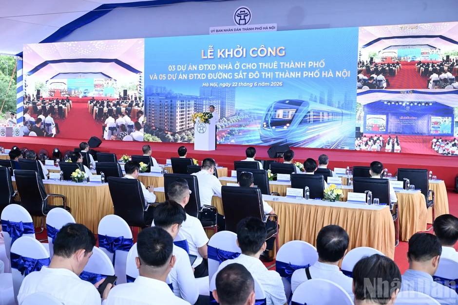 [Ảnh] Thủ tướng Lê Minh Hưng dự Lễ khởi công các dự án nhà ở cho thuê và đường sắt đô thị Hà Nội