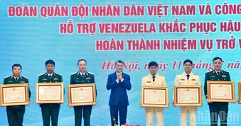 [Ảnh] Thủ tướng Lê Minh Hưng dự Lễ tuyên dương Đoàn cứu hộ, cứu nạn Việt Nam hỗ trợ Venezuela khắc phục hậu quả động đất