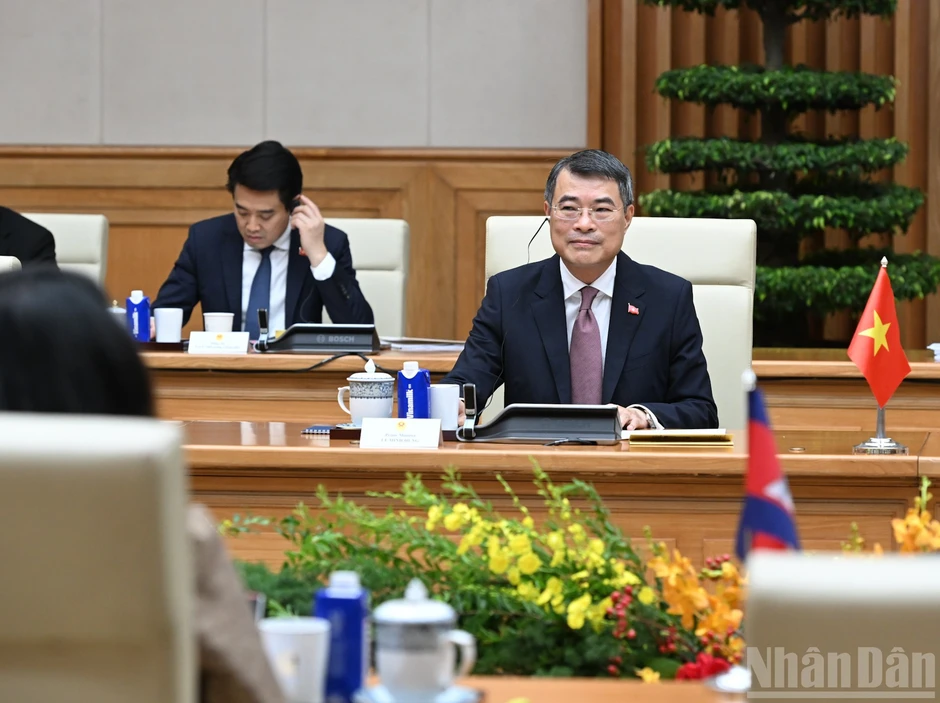 [Ảnh] Thủ tướng Lê Minh Hưng hội kiến Chủ tịch Quốc hội Campuchia Samdech Khuon Sudary