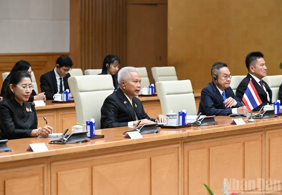 [Ảnh] Thủ tướng Lê Minh Hưng hội kiến Chủ tịch Quốc hội kiêm Chủ tịch Hạ viện Vương quốc Thái Lan Sophon Zaram