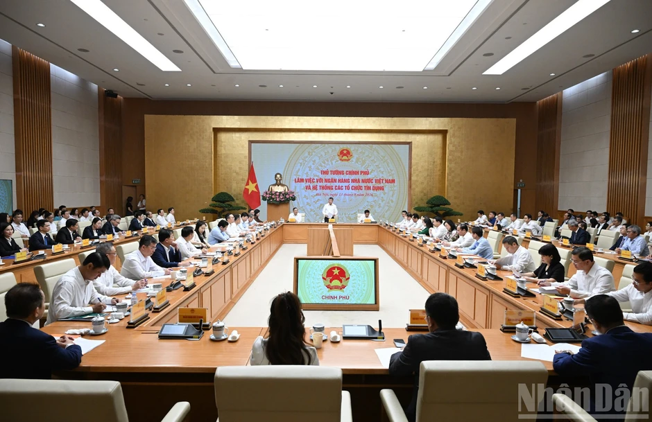 [Ảnh] Thủ tướng Lê Minh Hưng làm việc với Ngân hàng Nhà nước Việt Nam và các hệ thống tín dụng