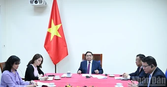 [Ảnh] Thủ tướng Phạm Minh Chính điện đàm với Thủ tướng Algeria Sifi Ghrieb