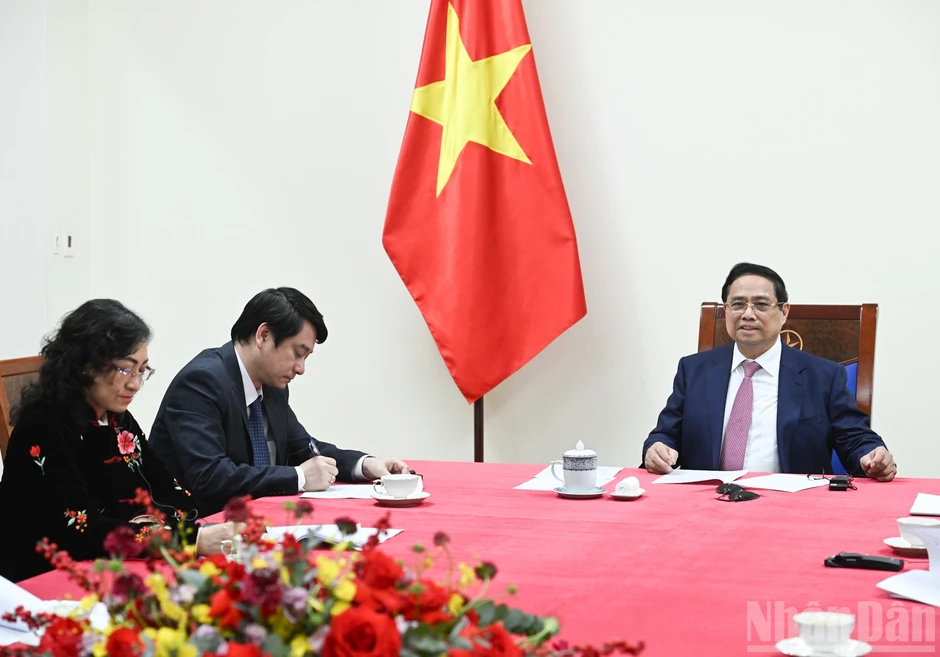 [Ảnh] Thủ tướng Phạm Minh Chính điện đàm với Tổng thống Angola João Manuel Gonçalves Lourenço
