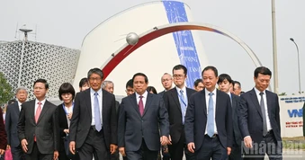 [Ảnh] Thủ tướng Phạm Minh Chính dự Lễ khánh thành công trình Trung tâm Vũ trụ Việt Nam