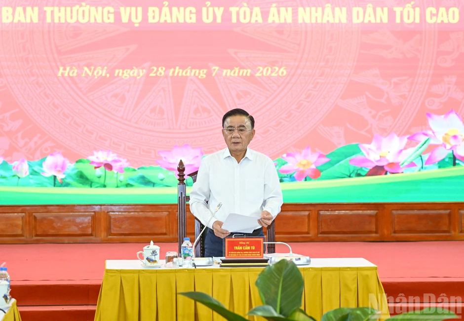 [Ảnh] Thường trực Ban Bí thư Trần Cẩm Tú chủ trì làm việc với Ban Thường vụ Đảng ủy Tòa án nhân dân tối cao