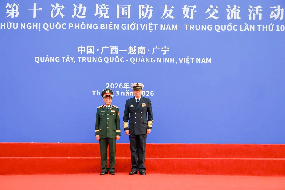 [Ảnh] Thượng tướng Đổng Quân, Bộ trưởng Quốc phòng Trung Quốc chủ trì Lễ đón Đại tướng Phan Văn Giang và Đoàn đại biểu Việt Nam sang Trung Quốc dự giao lưu