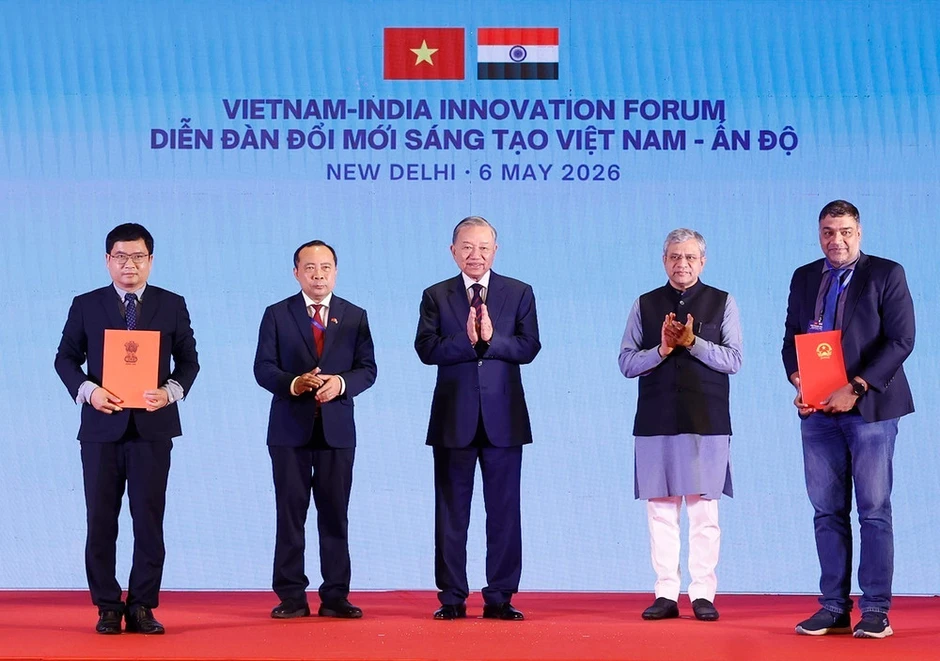 [Ảnh] Tổng Bí thư, Chủ tịch nước phát biểu tại Diễn đàn Đổi mới sáng tạo Việt Nam-Ấn Độ