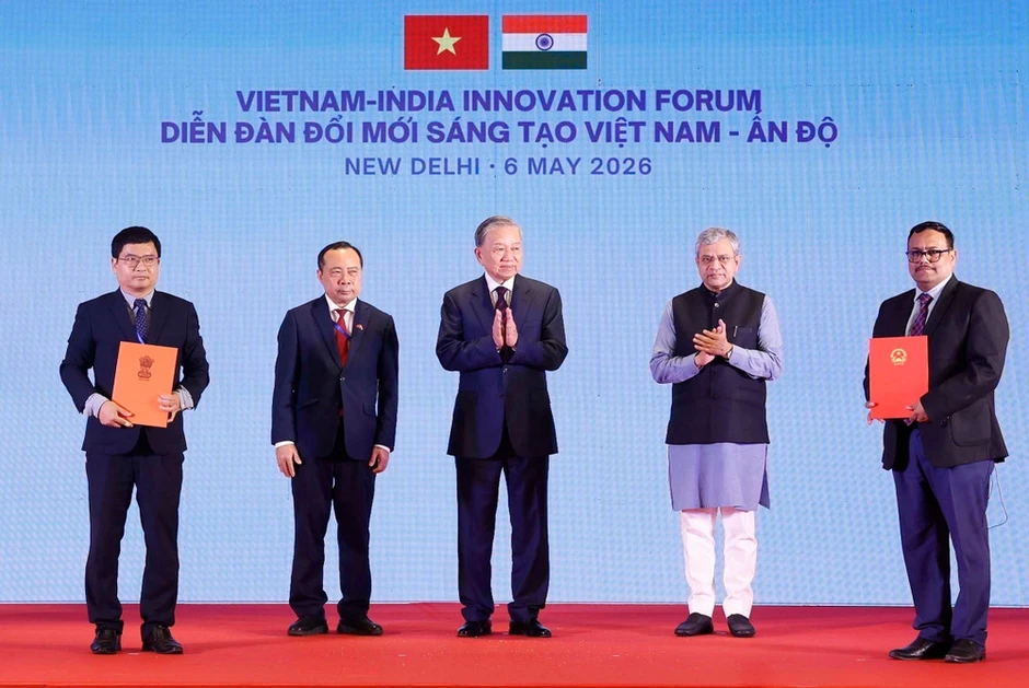 [Ảnh] Tổng Bí thư, Chủ tịch nước phát biểu tại Diễn đàn Đổi mới sáng tạo Việt Nam-Ấn Độ