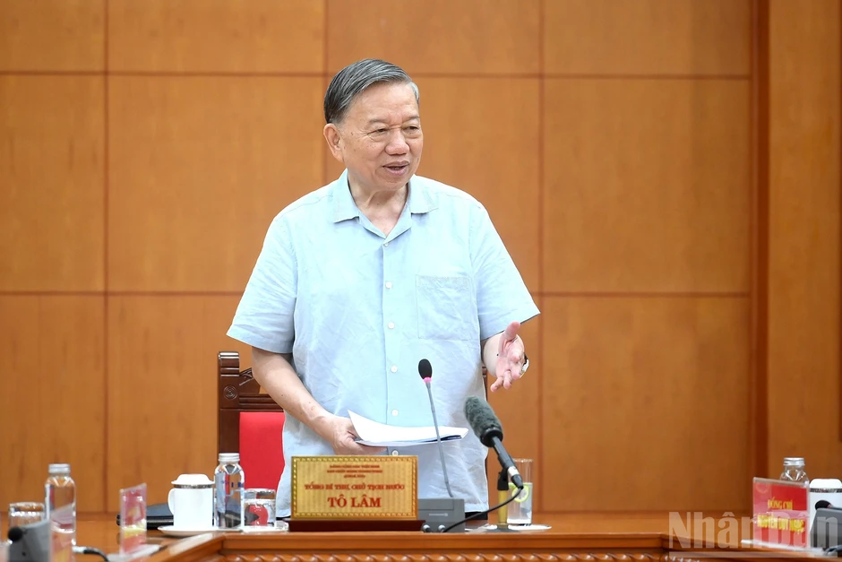 [Ảnh] Tổng Bí thư, Chủ tịch nước Tô Lâm chủ trì cuộc làm việc với Ban Chính sách, chiến lược Trung ương về phát triển công nghiệp vật liệu