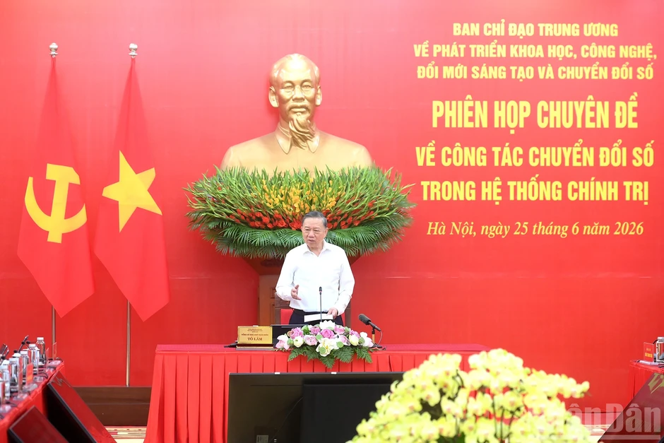 [Ảnh] Tổng Bí thư, Chủ tịch nước Tô Lâm chủ trì phiên họp chuyên đề về công tác chuyển đổi số trong hệ thống chính trị