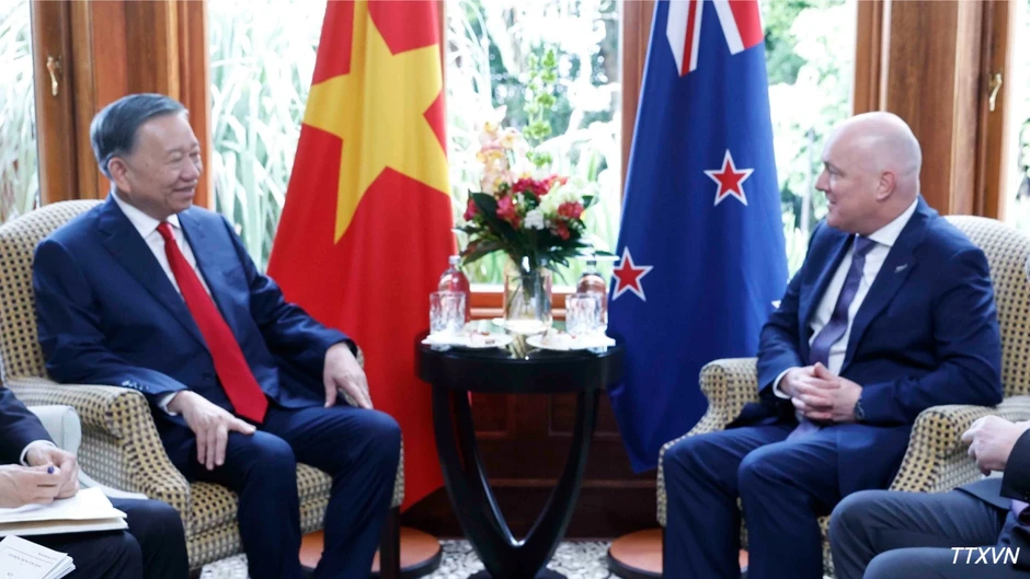 [Ảnh] Tổng Bí thư, Chủ tịch nước Tô Lâm gặp hẹp Thủ tướng New Zealand