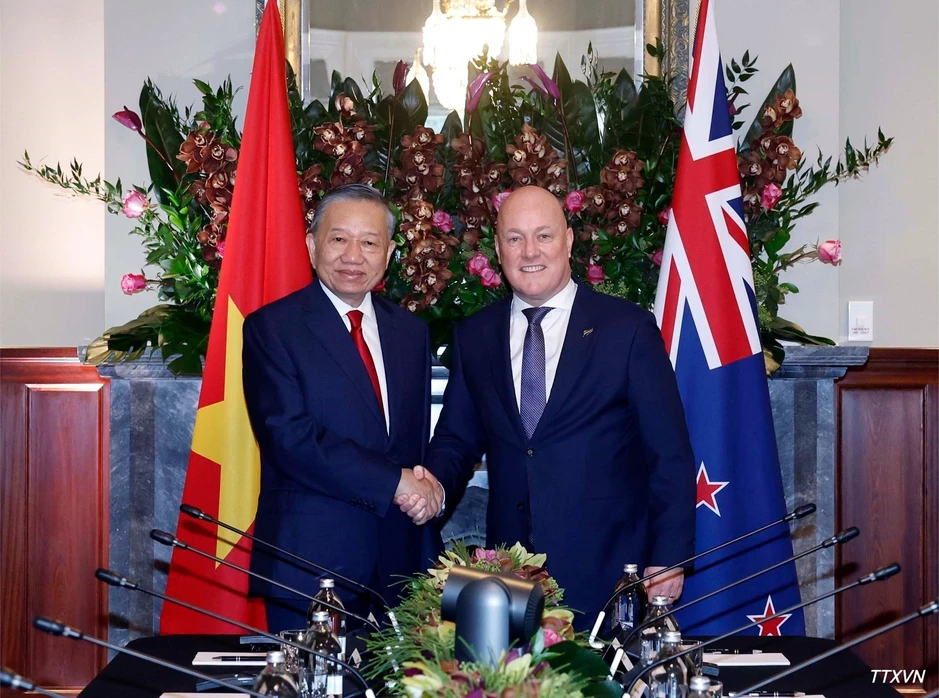 [Ảnh] Tổng Bí thư, Chủ tịch nước Tô Lâm hội đàm chính thức với Thủ tướng New Zealand