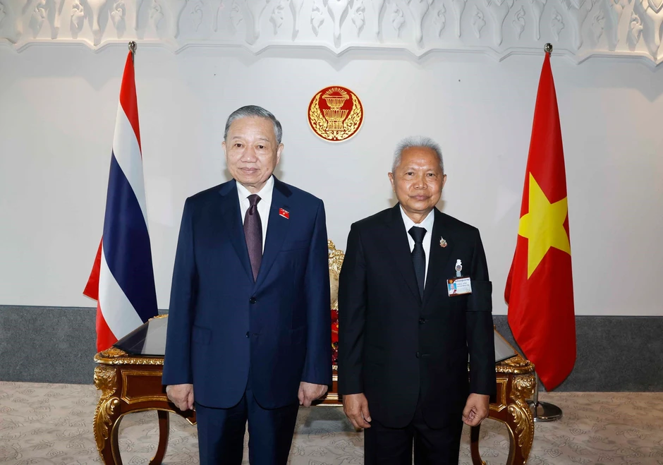 [Ảnh] Tổng Bí thư, Chủ tịch nước Tô Lâm hội kiến Chủ tịch Quốc hội Thái Lan