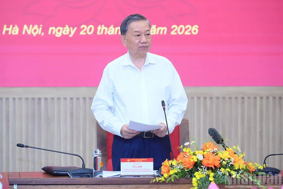 [Ảnh] Tổng Bí thư, Chủ tịch nước Tô Lâm thăm và làm việc tại Học viện Chính trị quốc gia Hồ Chí Minh