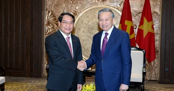 [Ảnh] Tổng Bí thư, Chủ tịch nước Tô Lâm tiếp Đoàn đại biểu Thủ đô Viêng Chăn (Lào)