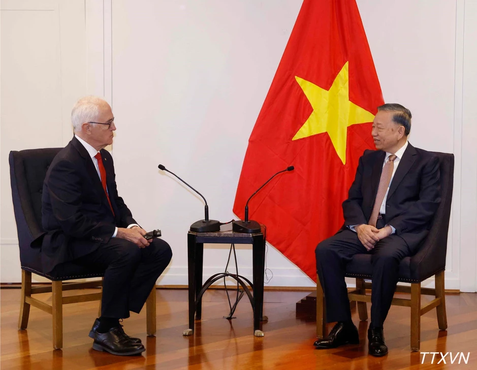 [Ảnh] Tổng Bí thư, Chủ tịch nước Tô Lâm tiếp nguyên Thủ tướng Australia Malcolm Turnbull AC