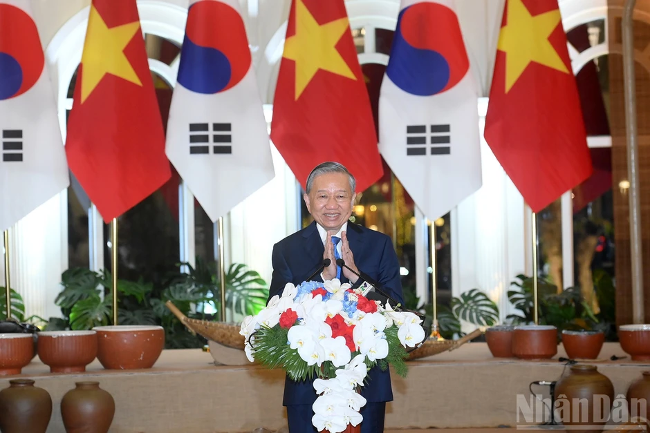 [Ảnh] Tổng Bí thư, Chủ tịch nước Tô Lâm và Phu nhân chủ trì chiêu đãi cấp Nhà nước Tổng thống Hàn Quốc Lee Jae Myung và Phu nhân