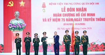 [Ảnh] Tổng Bí thư Tô Lâm dự Lễ kỷ niệm 75 năm Ngày truyền thống Bệnh viện Trung ương Quân đội 108