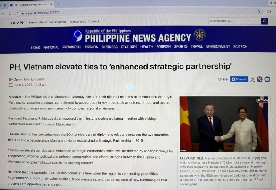 Báo chí Philippines đưa tin đậm nét về chuyến thăm của Tổng Bí thư, Chủ tịch nước Báo chí Philippines đưa tin đậm nét về chuyến thăm của Tổng Bí thư, Chủ tịch nước