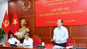 Bộ Chính trị làm việc với Cà Mau để tìm động lực mới cho tăng trưởng và tinh gọn bộ máy