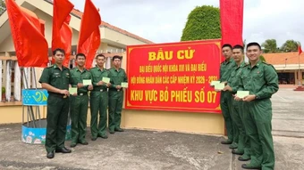 Bộ đội Biên phòng tỉnh Vĩnh Long tích cực tham gia tuyên truyền, bảo đảm an toàn bầu cử