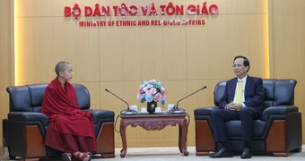 Bộ trưởng Đào Ngọc Dung tiếp Hoàng tôn Vairochana Rinpoche