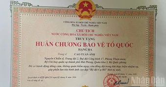 Chủ tịch nước ký Quyết định truy tặng Trung sĩ Cao Tuấn Anh Huân chương Bảo vệ Tổ quốc hạng Ba