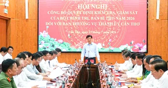 Công bố quyết định kiểm tra, giám sát đối với Ban Thường vụ Thành ủy Cần Thơ