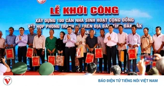 Đại tướng Phan Văn Giang dự lễ khởi công xây dựng nhà sinh hoạt cộng đồng chống lũ