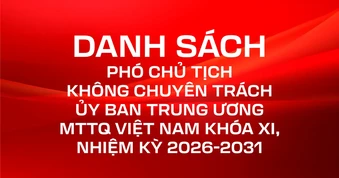 Danh sách Phó Chủ tịch không chuyên trách Ủy ban Trung ương MTTQ Việt Nam khóa XI, nhiệm kỳ 2026-2031