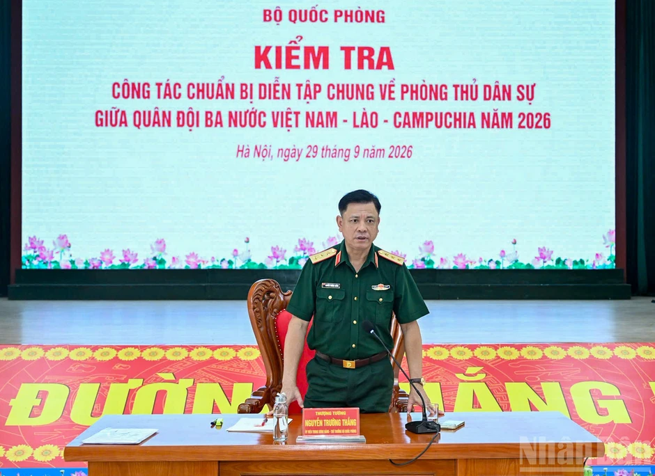 Diễn tập chung về phòng thủ dân sự quân đội ba nước Việt Nam-Lào-Campuchia năm 2026 dự kiến trong tháng 10 Diễn tập chung về phòng thủ dân sự quân đội ba nước Việt Nam-Lào-Campuchia năm 2026 dự kiến trong tháng 10