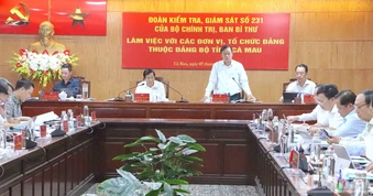 Đoàn công tác của Bộ Chính trị kiểm tra, giám sát công tác cán bộ tại Cà Mau