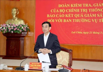 Đoàn Kiểm tra, giám sát của Bộ Chính trị làm việc với Ban Thường vụ Tỉnh ủy Lai Châu