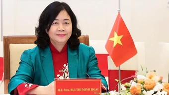 Đồng chí Bùi Thị Minh Hoài gửi Thư chúc mừng Mặt trận Lào xây dựng đất nước dịp Tết Bunpimay