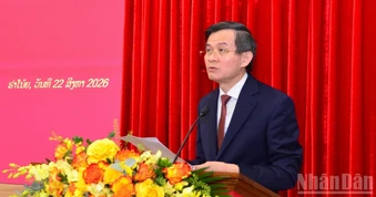 Giám đốc Học viện Chính trị quốc gia Hồ Chí Minh tiếp Đoàn lãnh đạo trẻ ba Đảng Việt Nam-Lào-Campuchia