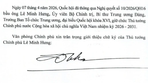 Giới thiệu chữ ký của Thủ tướng Lê Minh Hưng và 6 Phó Thủ tướng Giới thiệu chữ ký của Thủ tướng Lê Minh Hưng và 6 Phó Thủ tướng
