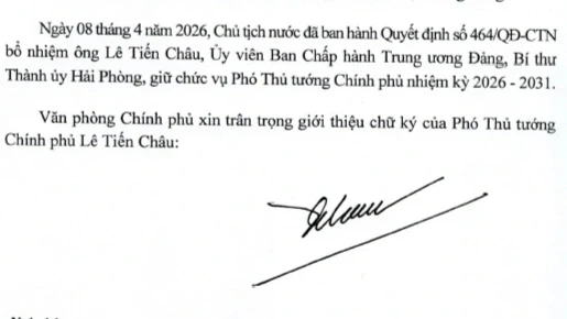 Giới thiệu chữ ký của Thủ tướng Lê Minh Hưng và 6 Phó Thủ tướng Giới thiệu chữ ký của Thủ tướng Lê Minh Hưng và 6 Phó Thủ tướng