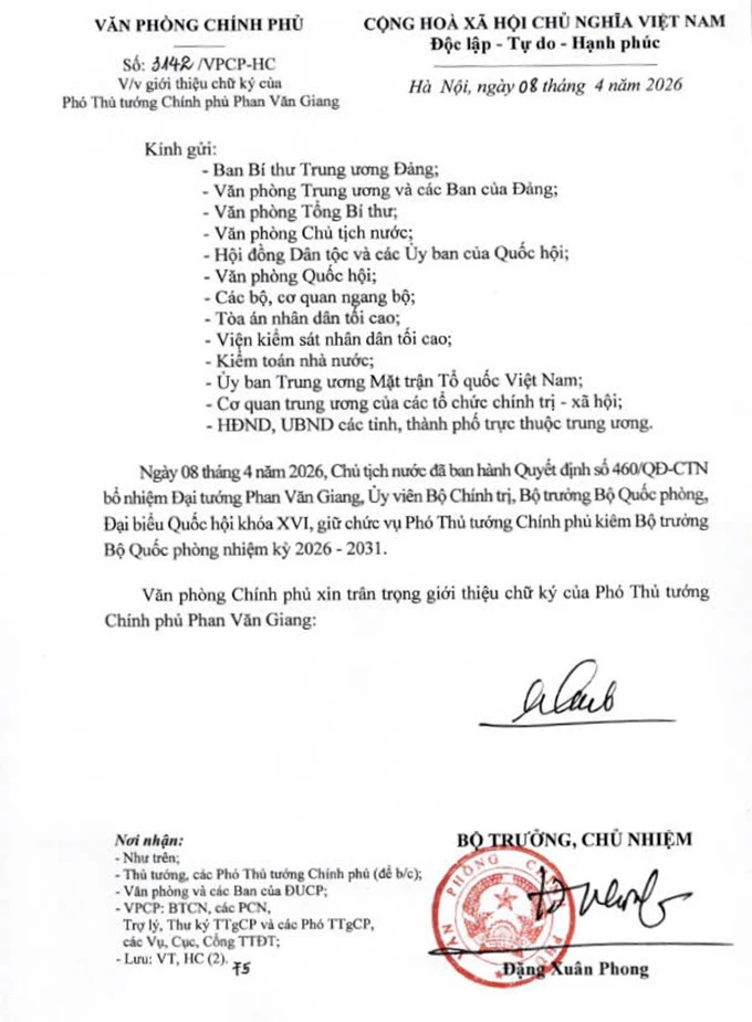 Giới thiệu chữ ký của Thủ tướng Lê Minh Hưng và các Phó Thủ tướng Giới thiệu chữ ký của Thủ tướng Lê Minh Hưng và các Phó Thủ tướng