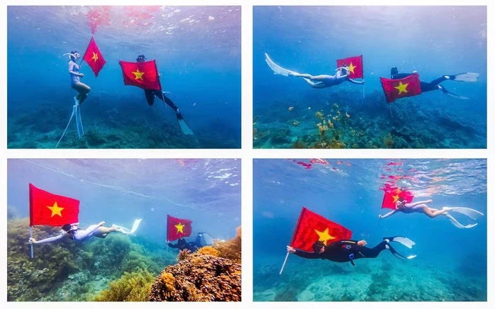 Mang cờ Tổ quốc xuống biển Quy Nhơn check-in, giới trẻ lan tỏa lòng yêu nước Mang cờ Tổ quốc xuống biển Quy Nhơn check-in, giới trẻ lan tỏa lòng yêu nước