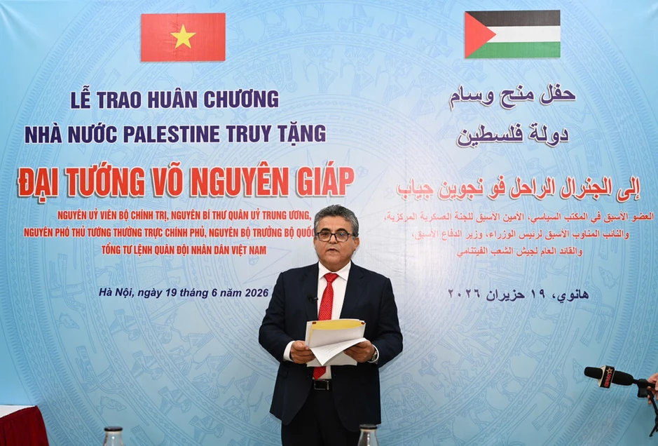 Nhà nước Palestine truy tặng Đại tướng Võ Nguyên Giáp huân chương cao quý