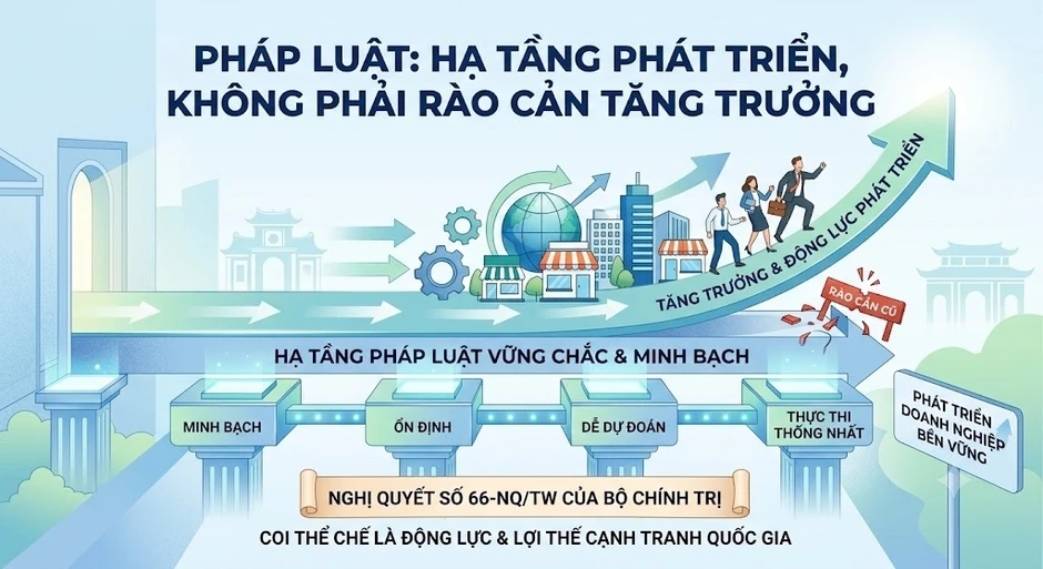 Pháp luật trở thành “hạ tầng mềm” cho tăng trưởng Pháp luật trở thành “hạ tầng mềm” cho tăng trưởng