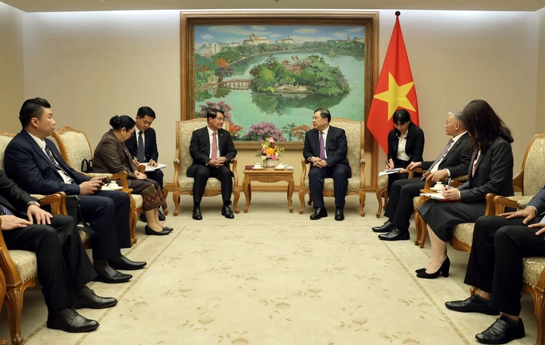 Phó Thủ tướng Thường trực Chính phủ Phạm Gia Túc tiếp Bí thư Thành ủy, Chủ tịch HĐND Thủ đô Vientiane Phó Thủ tướng Thường trực Chính phủ Phạm Gia Túc tiếp Bí thư Thành ủy, Chủ tịch HĐND Thủ đô Vientiane